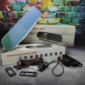 Видеорегистратор - зеркало заднего вида Vehicle Blackbox DVR в стальном корпусе (с датчиком движения, камерой