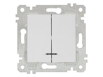 Выключатель 2-клав. (с подсветкой, скрытый, без рамки, винт. зажим) белый, RITA, MUTLUSAN (10 A, 250