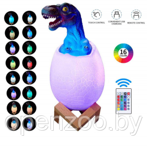 Светодиодный ночник Мезозой (лампа - ночник) 3D Динозавр игрушка с пультом управления, 16 цветов Тираннозавр - фото 1 - id-p113253256