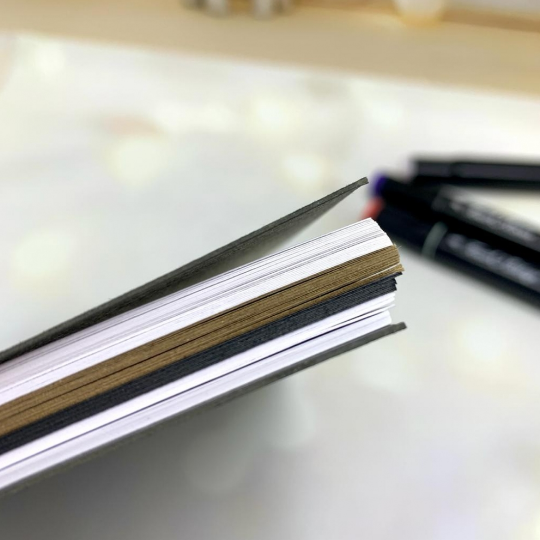 Скетчбук блокнот с плотными листами "Sketchbook" 5 видов бумаги (белая, клетка, чёрная, крафтовая, в точку,А5) - фото 5 - id-p196873256
