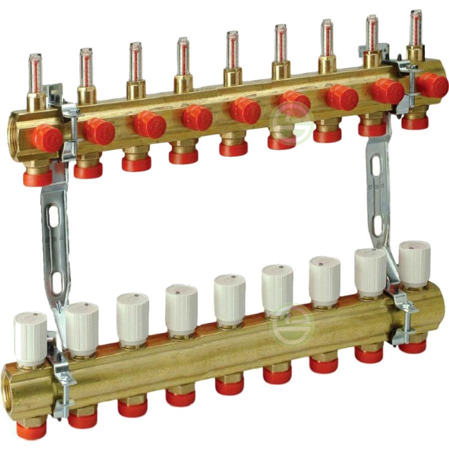 Коллектор теплого пола с топметрами и регулирующими клапанами на 9 контуров GIACOMINI R553KY069 - фото 1 - id-p196879876