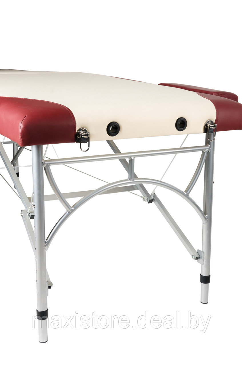 Массажный стол складной Atlas sport STRONG (70 см 3-с алюминиевый усиленная столешница) бургунди-крем - фото 4 - id-p196881898