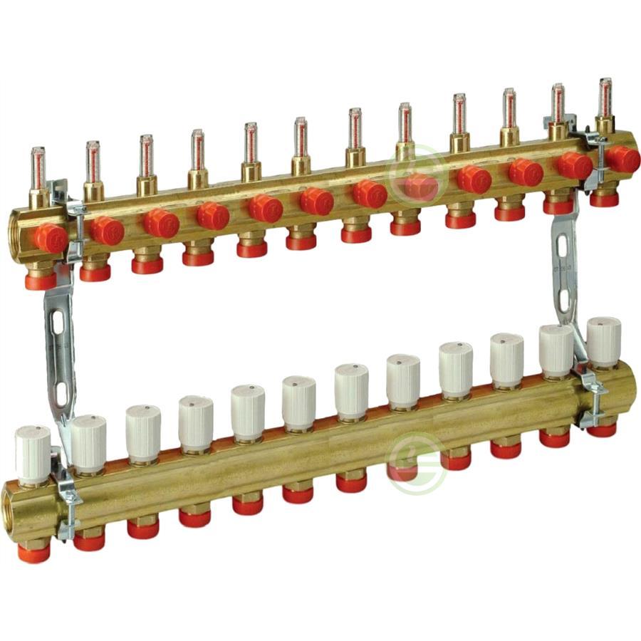 Коллектор теплого пола с топметрами и регулирующими клапанами на 12 контуров GIACOMINI R553KY072 - фото 1 - id-p196882013