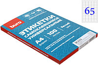 Бумага самоклеящаяся для изготовления этикеток Buro А4, 65 шт., 38*21,2 мм, 100 л., матовая, белая
