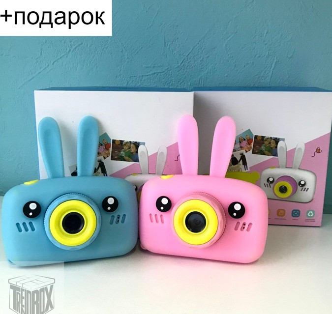 Детский фотоаппарат Зайчик с ушками Zup Childrens Fun Camera с играми. Розовый