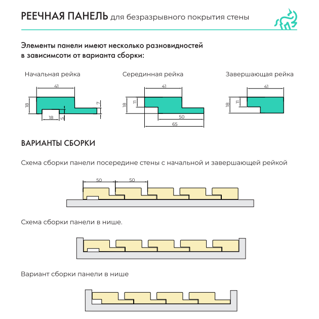 Реечная стеновая панель МДФ Ликорн кремовая матовая РП-1.Л.18.2800 левая начальная рейка 65*18*2800мм - фото 4 - id-p196898892