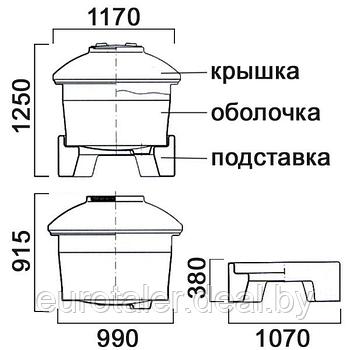 Емкость 610 литров на подставке Анион