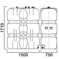 Емкость прямоугольная 1500 литров для дизельного топлива со сливом Анион, фото 5
