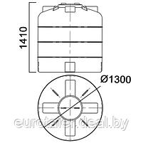 Емкость цилиндрическая вертикальная 1500 литров с дыхательным клапаном Анион, фото 2