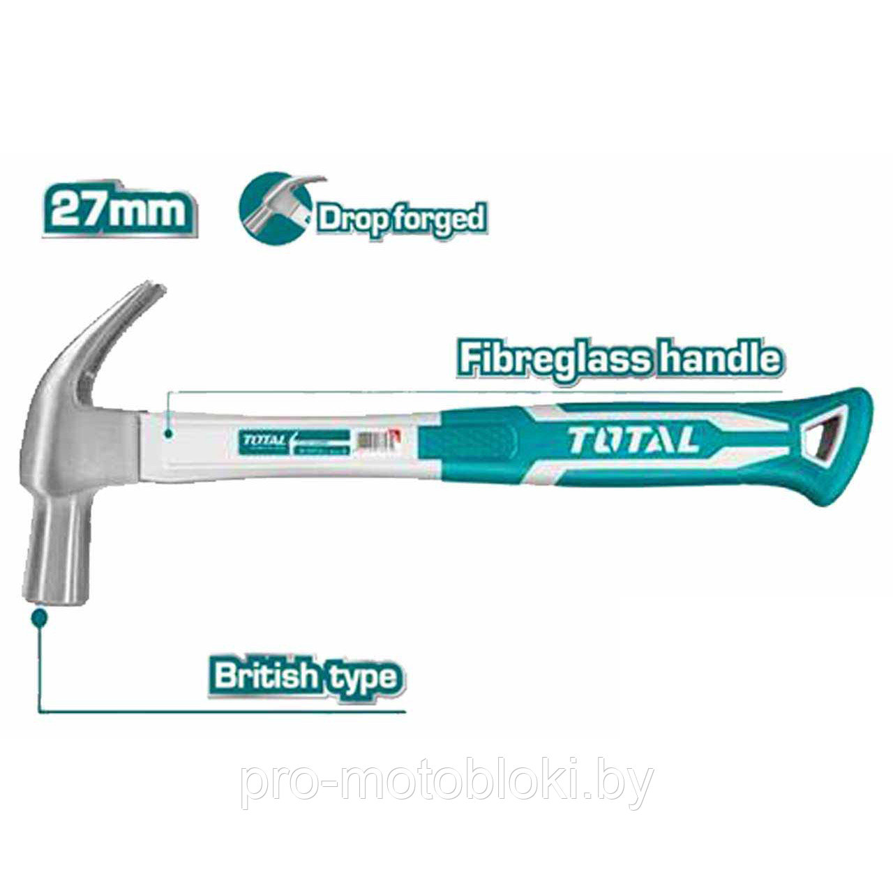 Молоток 27 мм TOTAL THT73227 - фото 1 - id-p194856447