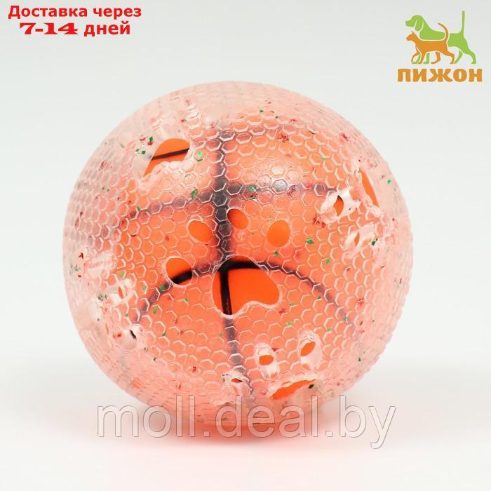 Игрушка для собак "Мяч баскетбол-лапки 2 в 1", TPR+винил, 7,5 см, прозрачная/коричневая - фото 1 - id-p196845774