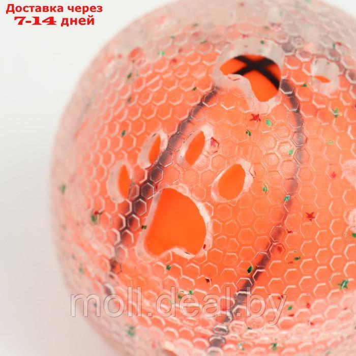 Игрушка для собак "Мяч баскетбол-лапки 2 в 1", TPR+винил, 7,5 см, прозрачная/коричневая - фото 2 - id-p196845774