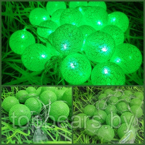 Гирлянда Новогодняя Шар хлопковый Тайские фонарики 20 шаров, 5 м Зеленая - фото 1 - id-p179744379