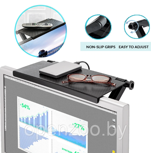 Регулируемая полка - органайзер для телевизора Screen Caddy Top Shelf (подставка для приставки TV, пультов, - фото 5 - id-p137332476
