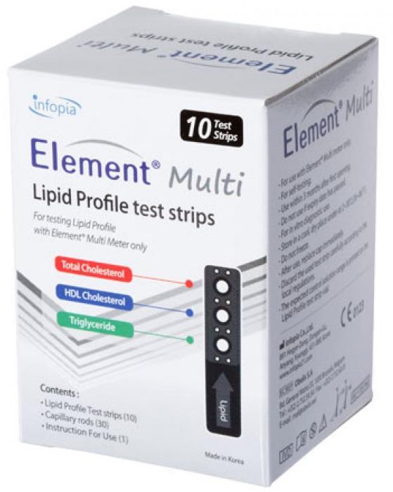 Тест-полоски для измерения липидного профиля Lipid Profile Element Multi № 10 - фото 1 - id-p196921693