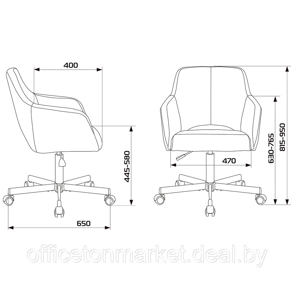 Кресло для персонала "Бюрократ CH-380M", ткань, металл, серая жемчужина зигзаг - фото 6 - id-p195476964