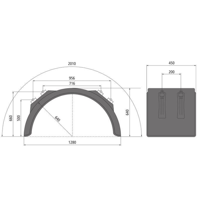 Крыло заднего колеса H-PE 45.1280.20-IKK SG, 450х640х2010х1280х640 мм, с кронштейнами 40/42 мм, Suer 181378014 - фото 2 - id-p142455988