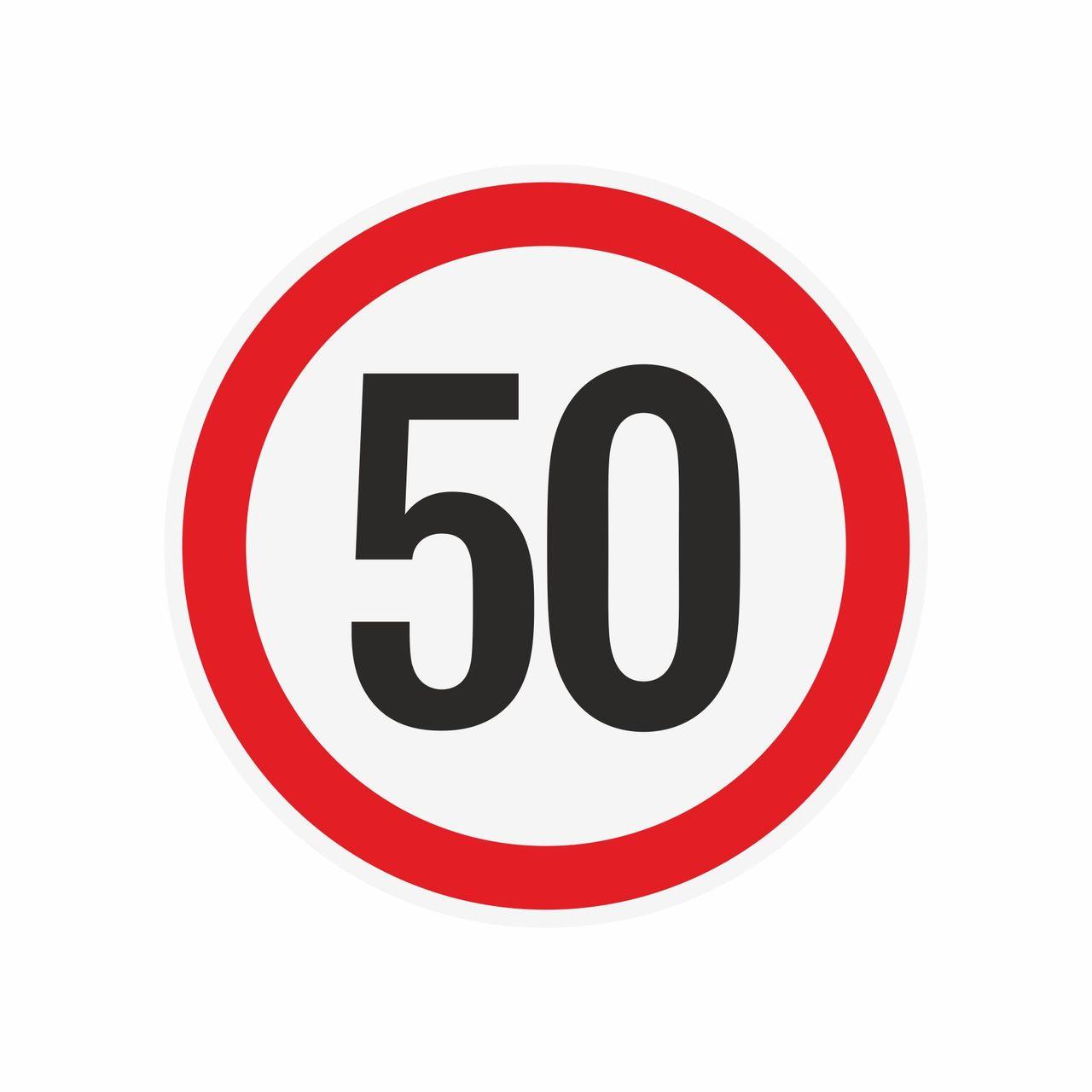 Наклейка ограничения скорости "50" для автотранспорта, 210х210 мм - фото 1 - id-p157817510