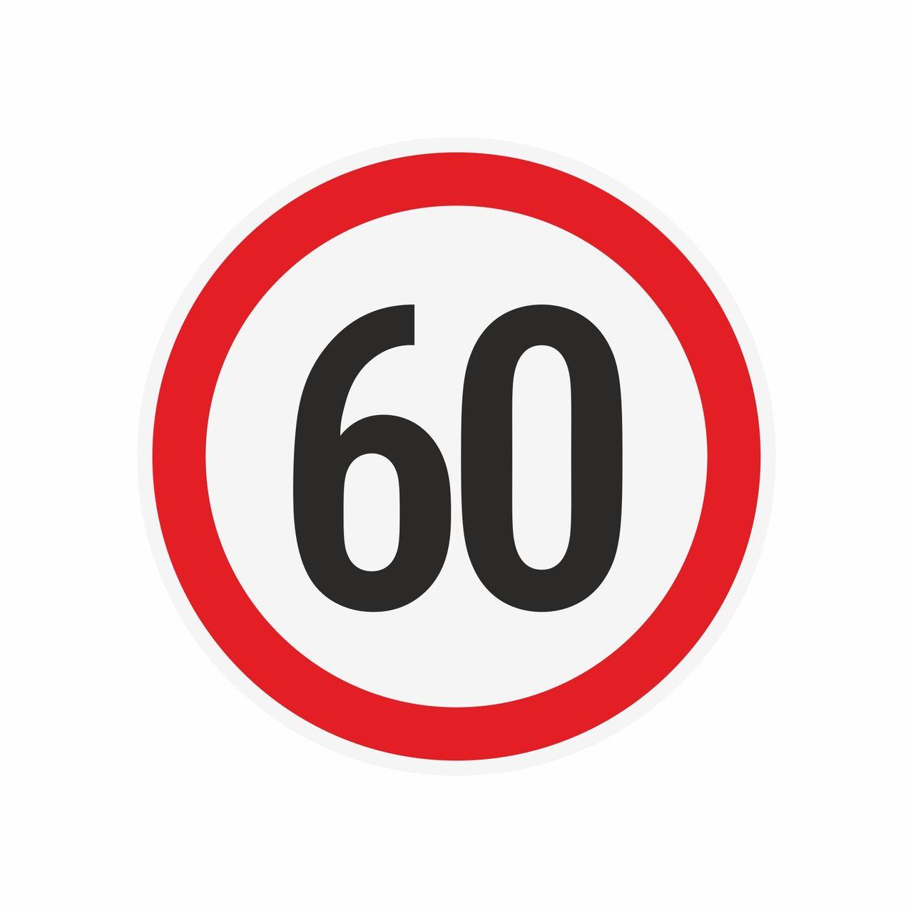 Наклейка ограничения скорости "60" для автотранспорта, 210х210 мм