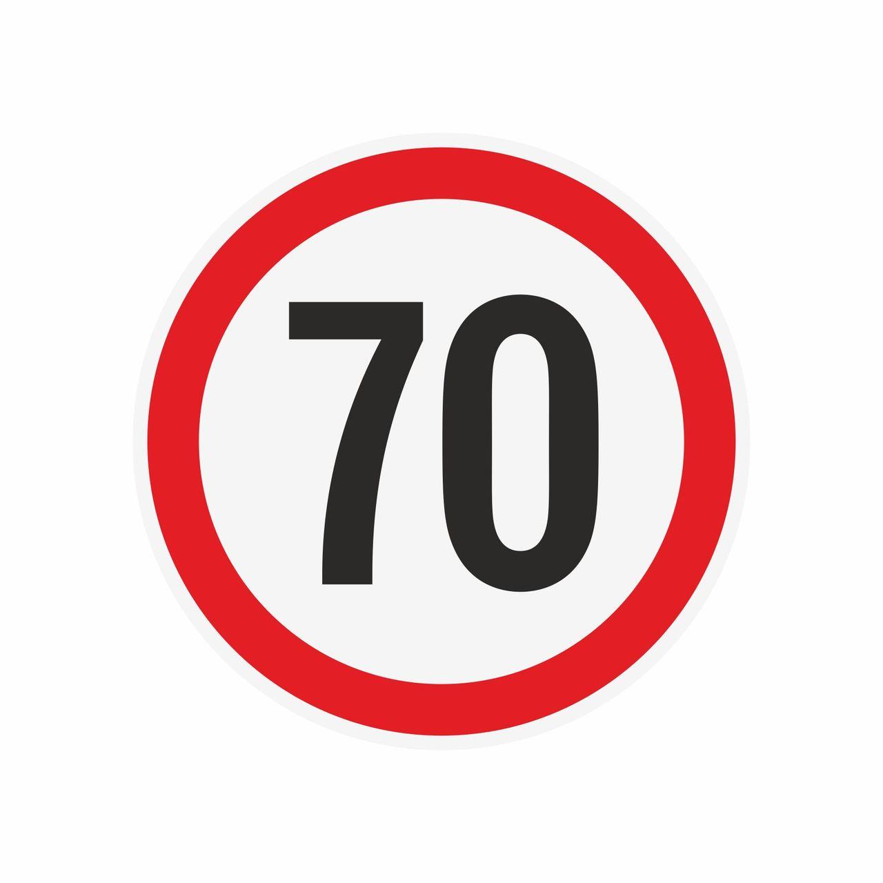 Наклейка ограничения скорости "70" для автотранспорта, 210х210 мм - фото 1 - id-p157817507