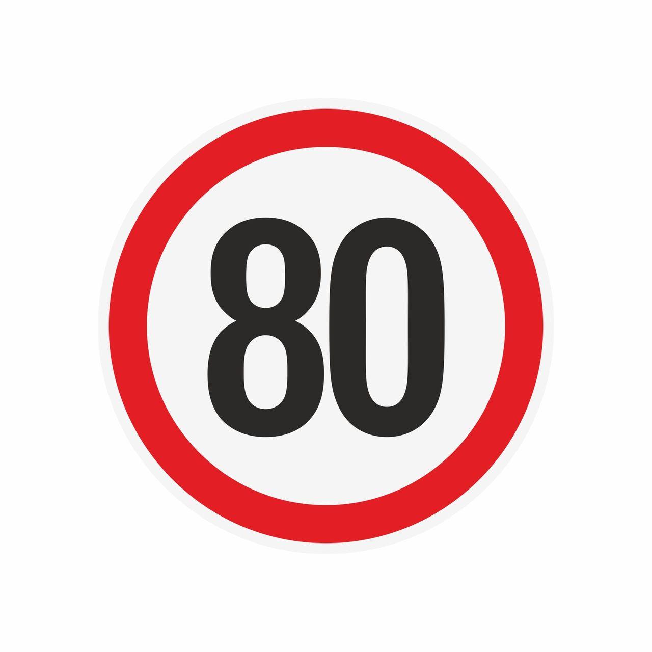 Наклейка ограничения скорости "80" для автотранспорта, 210х210 мм