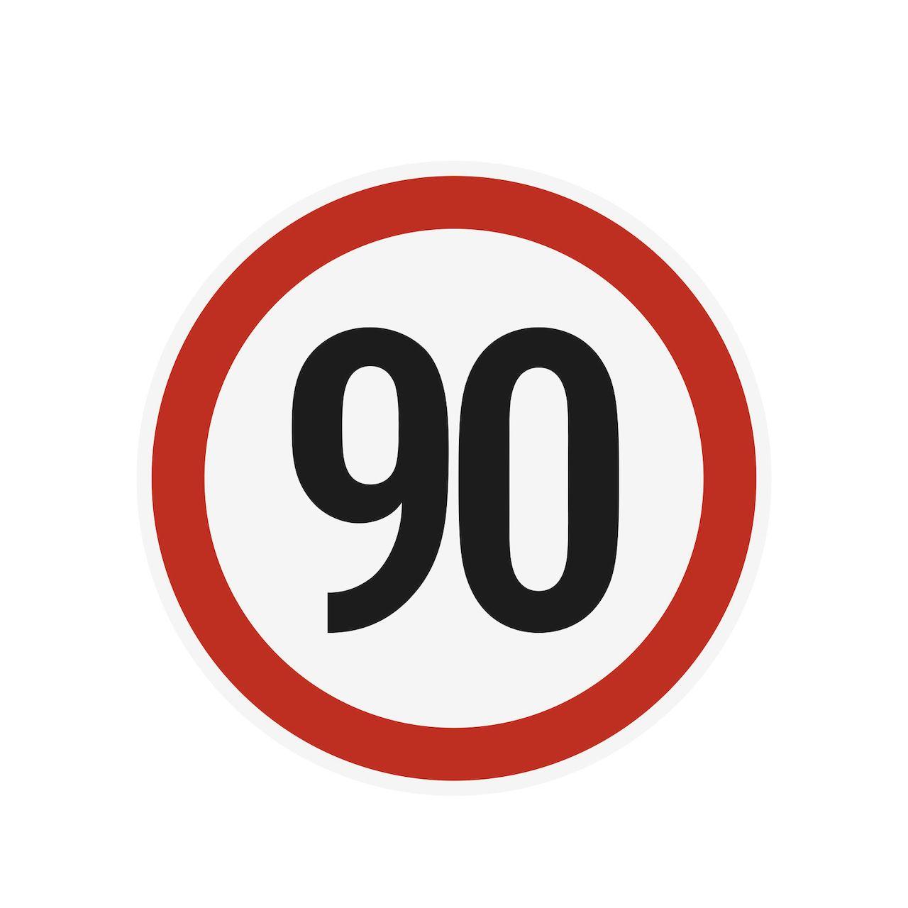 Наклейка ограничения скорости "90" для автотранспорта, 210х210 мм