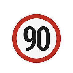 Наклейка ограничения скорости "90" для автотранспорта, 210х210 мм