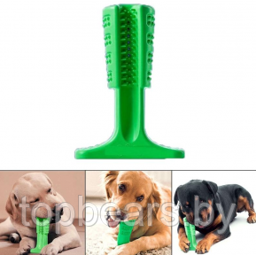 Зубная силиконовая щетка игрушка массажер для чистки зубов мелких пород собак Pet Toothbrush  Зеленый