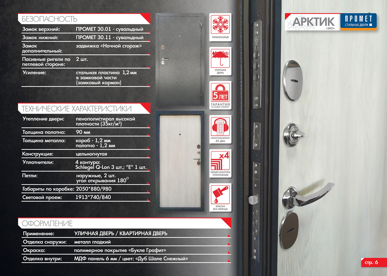 ПРОМЕТ "Арктик ЭКО" ТЕРМОРАЗРЫВ (2050х980 Правая) | Входная металлическая дверь - фото 7 - id-p196931829