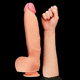 Большой фаллос на присоске с мошонкой Dual Layered Silicone Cock 30 см, фото 2