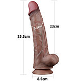 Реалистичный фаллос-мулат с рельефным стволом Lovetoy Silicone Cock 30 см, фото 3