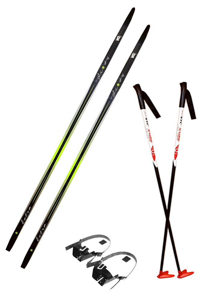 Лыжи STC с полужестким креплением и палками (170 см)