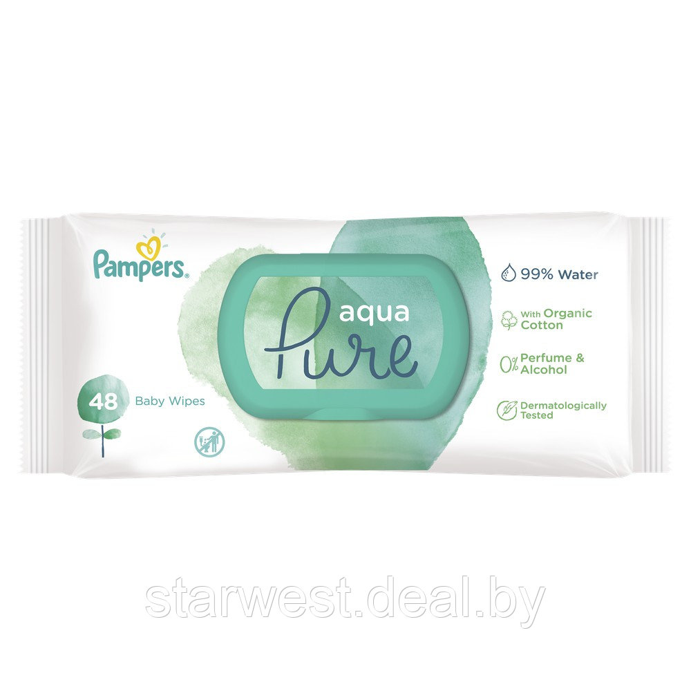 Pampers Aqua Pure 48 шт. Влажные салфетки для детей - фото 2 - id-p196948141