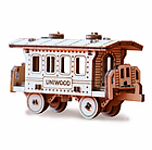 Миниатюрный деревянный конструктор Uniwood "Пассажирский вагон" Сборка без клея, 27 деталей, фото 2