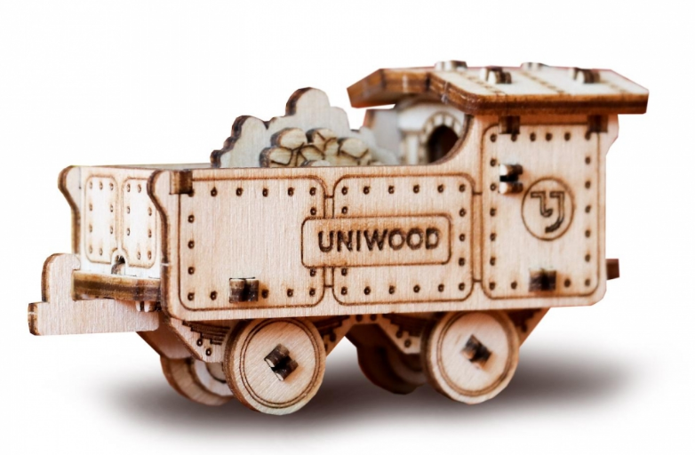 Миниатюрный деревянный конструктор Uniwood "Вагон для угля" Сборка без клея, 26 деталей - фото 2 - id-p196948354