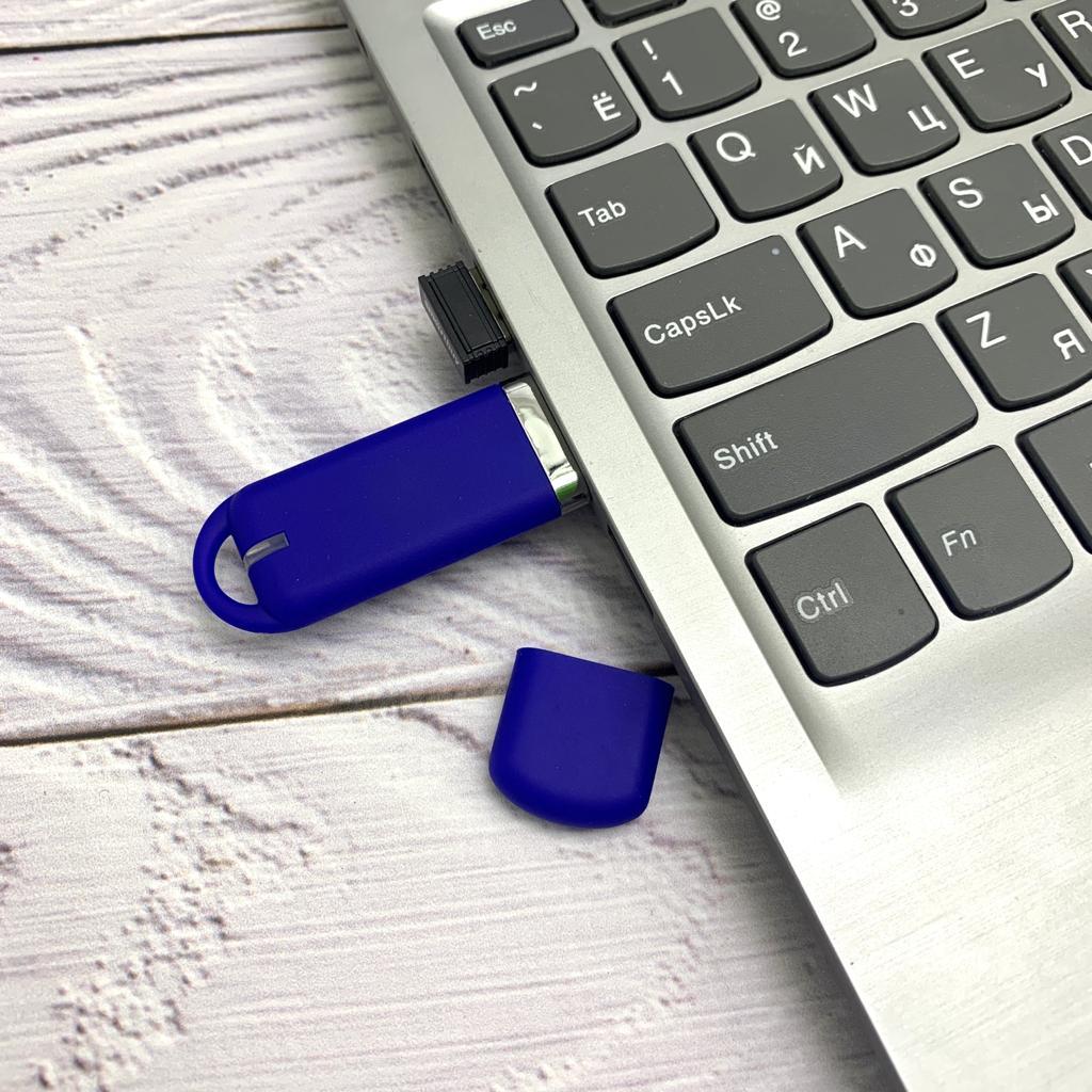 USB накопитель (флешка) Shape с покрытием софт тач, 16 Гб. Синяя - фото 1 - id-p196948631