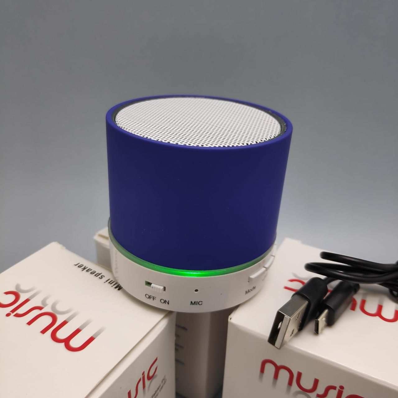 Портативная беспроводная Bluetooth колонка с подсветкой Mini speaker (TF-card, FM-radio). Синяя - фото 1 - id-p196948647