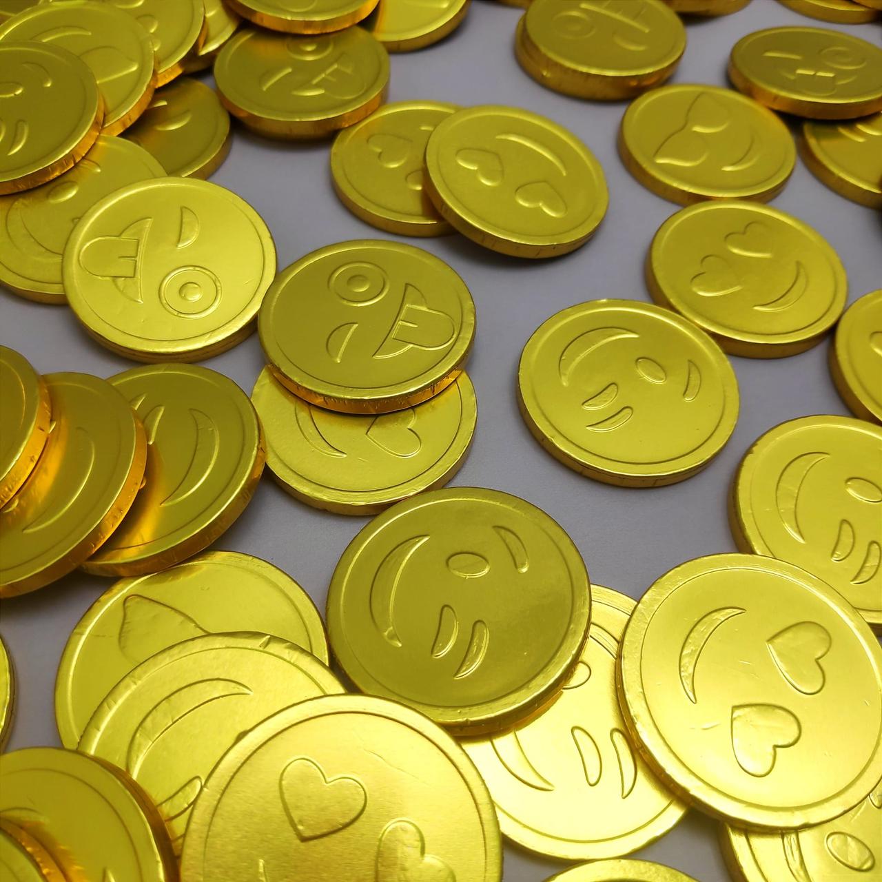 Золотые шоколадные монеты «Смайлик» MIX, набор 20 монеток - фото 3 - id-p196949872