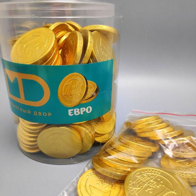 Золотые шоколадные монеты «Евро», набор 20 монеток (Россия) - фото 4 - id-p196949874