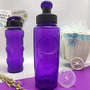 Анатомическая бутылка с клапаном Healih Fitness для воды и других напитков,500 мл. Сито в комплекте Фиолетовая
