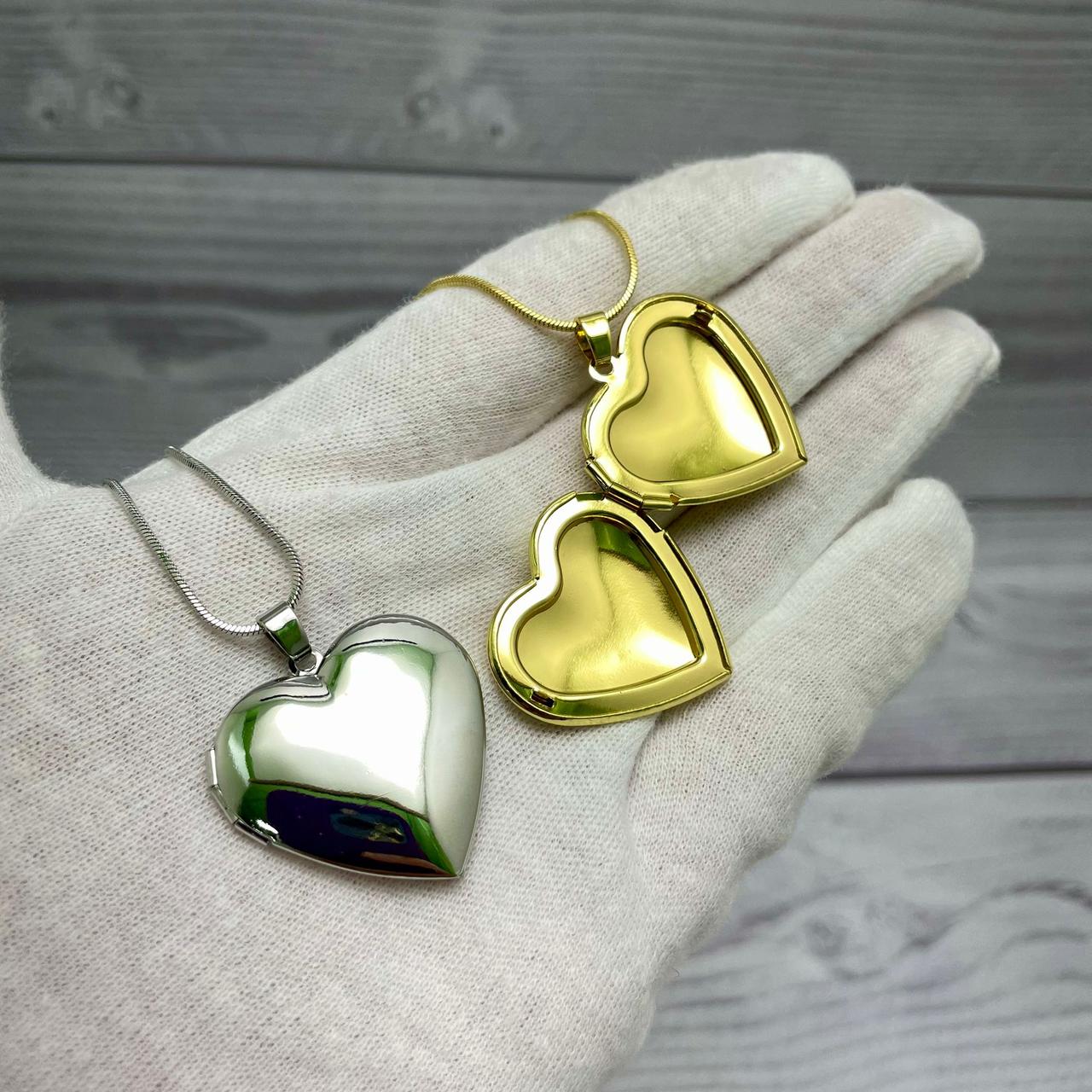 Кулон-тайник Сердце на цепочке Два сердца в золоте - фото 6 - id-p196949192