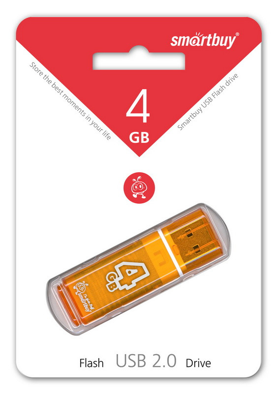 Флешка SmartBuy Glossy 4GB USB 2.0 (оранжевый) - фото 4 - id-p196961999