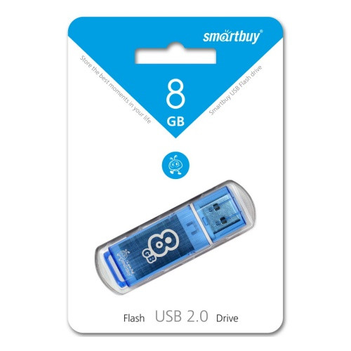 Флешка SmartBuy Glossy 8GB USB 2.0 (голубая) - фото 3 - id-p196962001