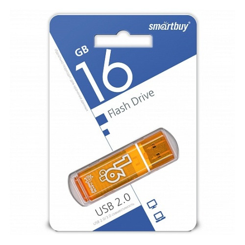 Флешка SmartBuy Glossy 16GB USB 2.0 (оранжевый) - фото 2 - id-p196962006