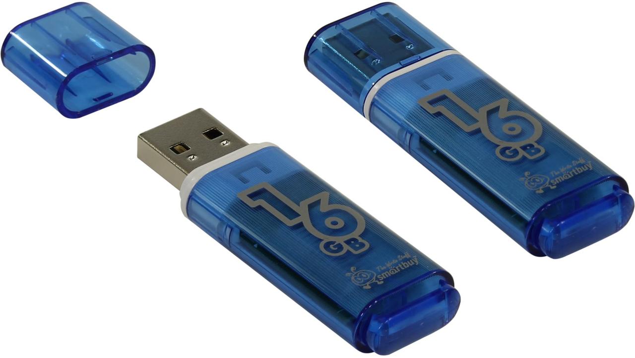 Флешка SmartBuy Glossy 16GB USB 2.0 (синий) - фото 2 - id-p196962007