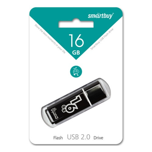 Флешка SmartBuy Glossy 16GB USB 2.0 (черный) - фото 2 - id-p196962008