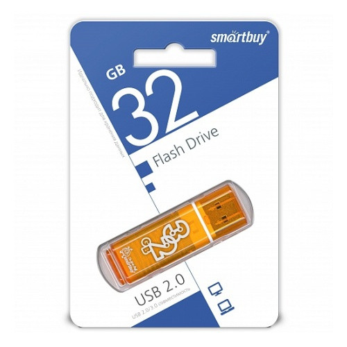 Флешка SmartBuy Glossy 32GB USB 2.0 (оранжевая) - фото 1 - id-p196962010