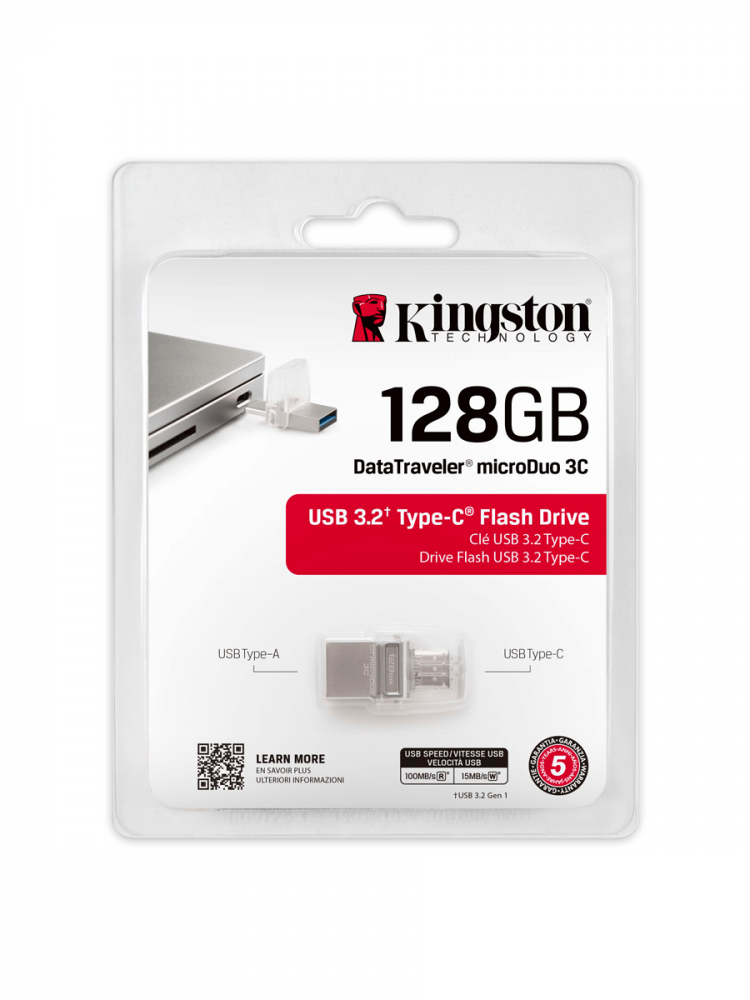 USB OTG Flash KingSton DataTraveler microDuo 3C 128GB USB3.1 - Type-C - фото 1 - id-p196963944