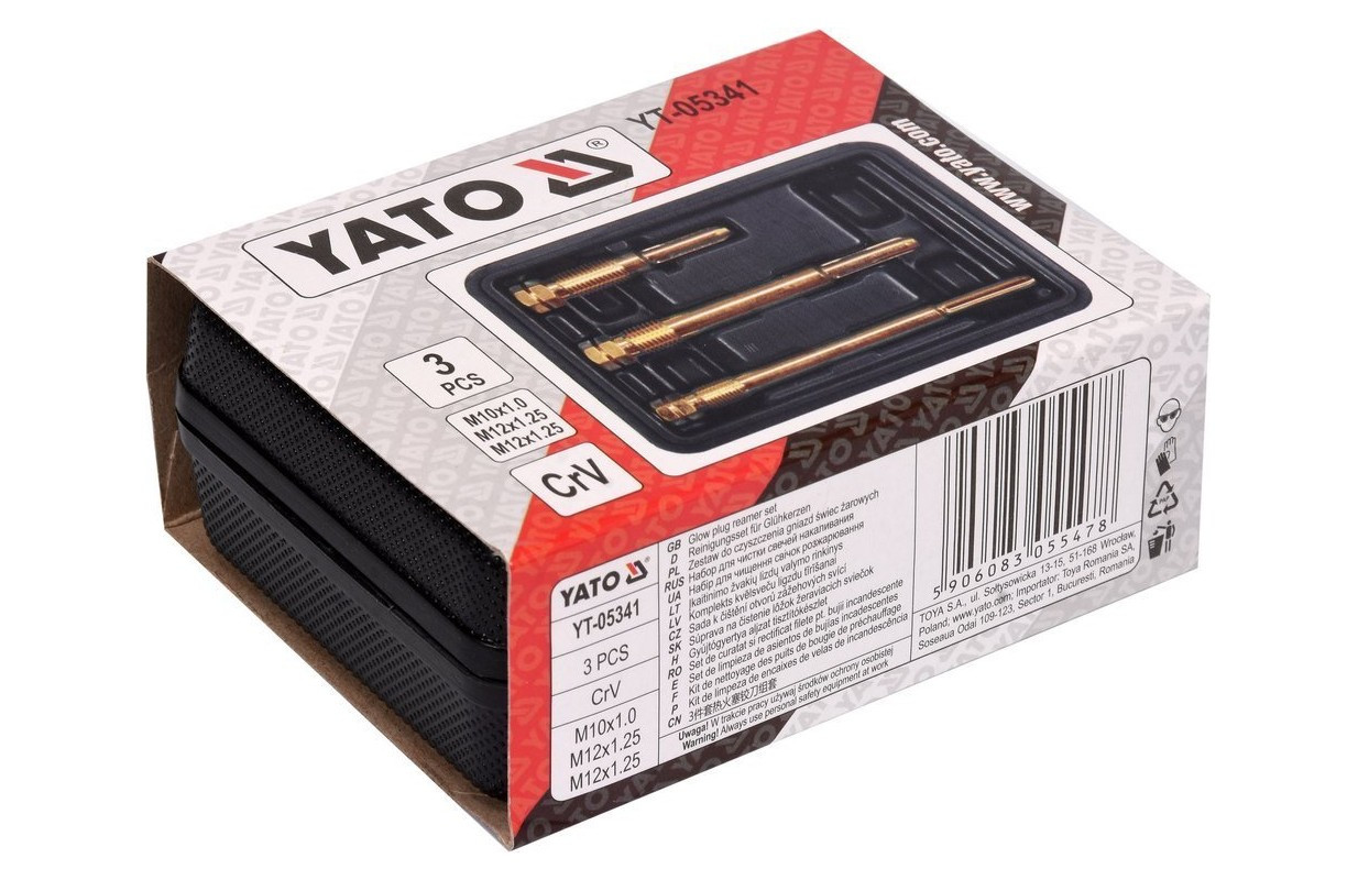 YT-05341 Набор для чистки гнезд свечей накаливания из трех ключей-разверток М10-М12 "Yato" - фото 3 - id-p196960776