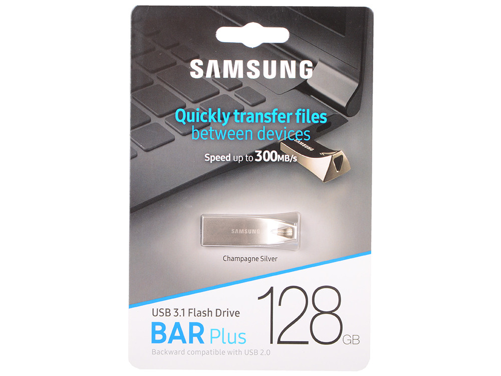 Флешка Samsung BAR Plus 128GB (черный) - фото 3 - id-p196964011